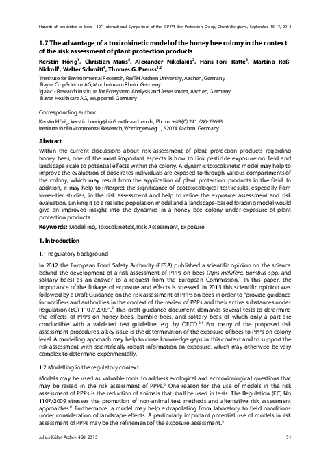 (PDF) The advantage of a toxicokinetic model of the honey bee colony in ...