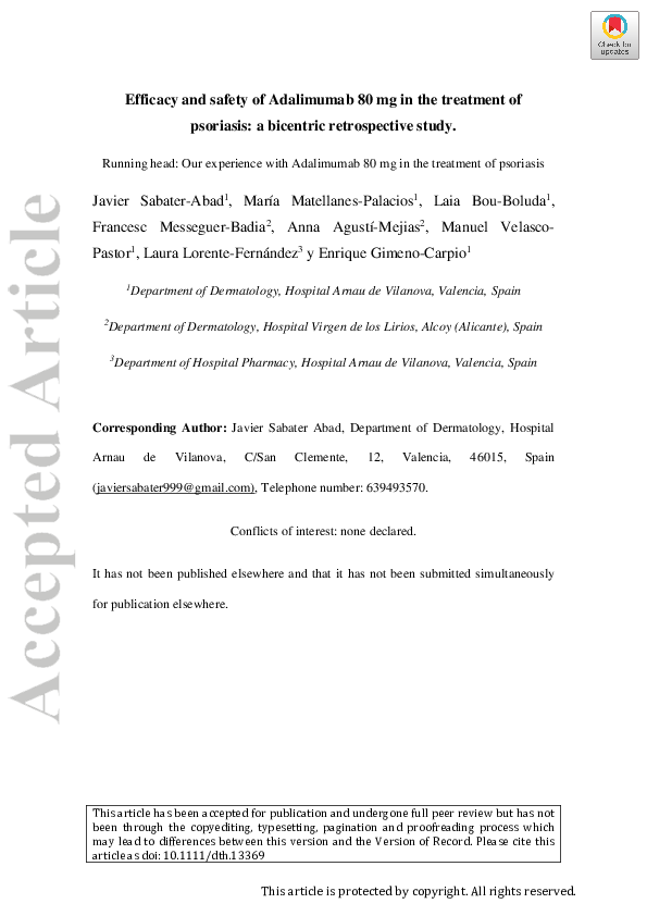 (PDF) Efficacy and safety of Adalimumab 80 mg in the treatment of ...