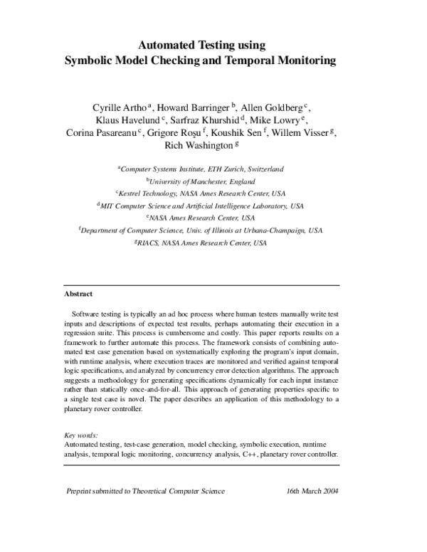 (PDF) Automated Testing using Symbolic Model Checking and Temporal ...