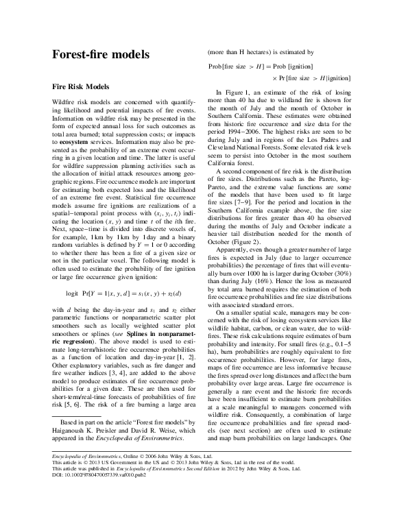 (PDF) Forest-Fire ModelsBased in part on the article “Forest fire ...