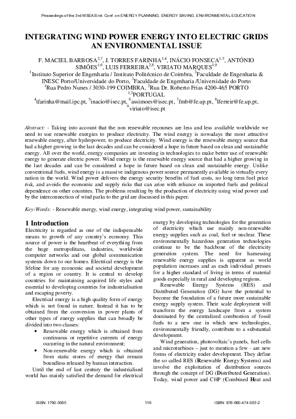 (PDF) Integrating Wind Power Energy into Electric Grids an ...