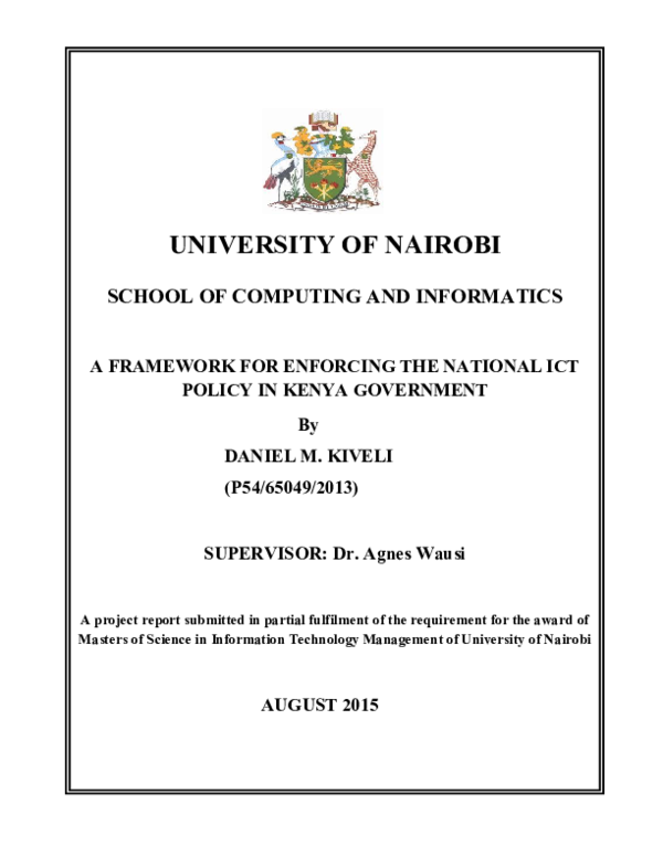 (PDF) A Framework for Enforcing the National Ict Policy in Kenya Government