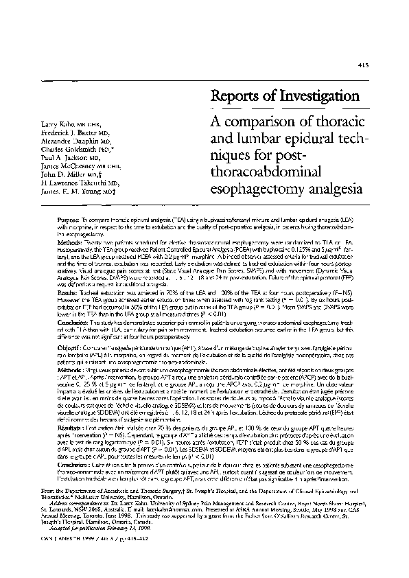 A comparison of thoracic and lumbar epidural techniques for post-thoracoabdominal esophagectomy analgesia
