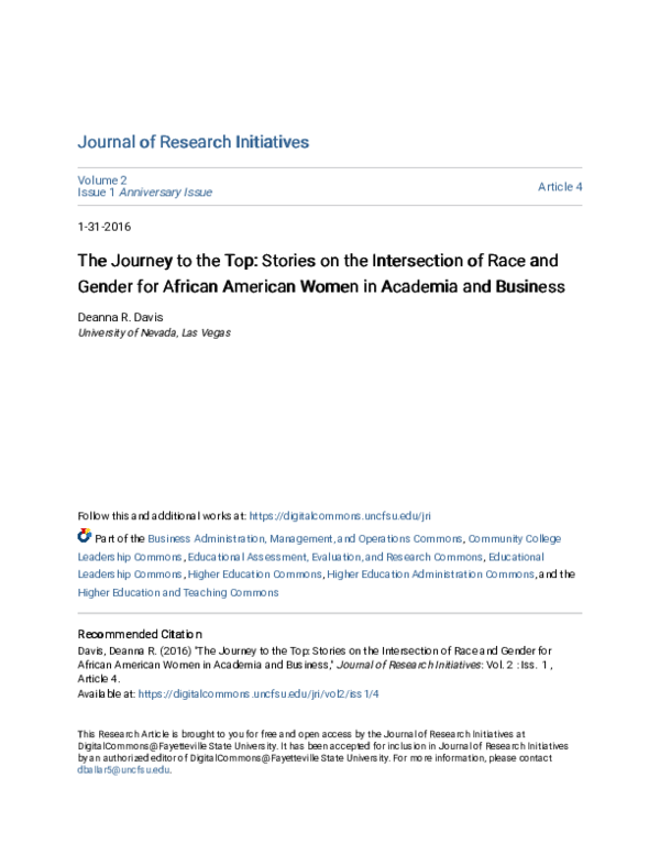 (PDF) The Journey to the Top: Stories on the Intersection of Race and ...