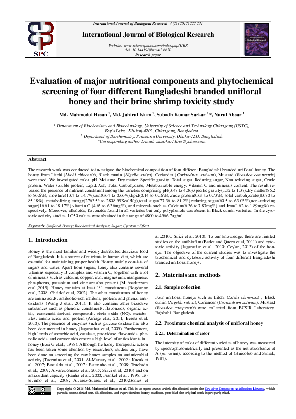 (PDF) Evaluation of major nutritional components and phytochemical ...
