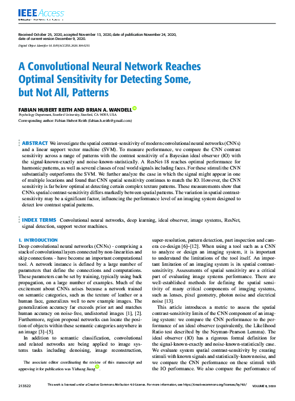 (PDF) A Convolutional Neural Network Reaches Optimal Sensitivity for ...