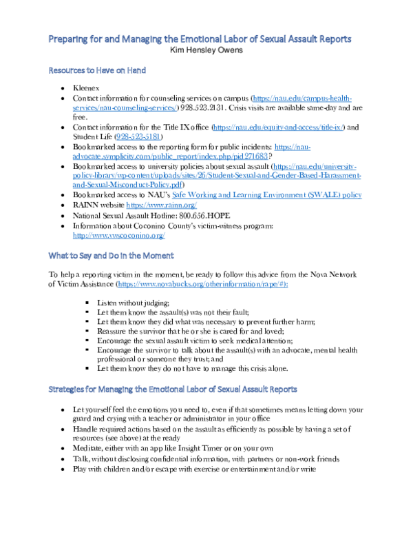 (PDF) Strategy Sheet: PREPARING FOR AND MANAGING THE EMOTIONAL LABOR OF ...