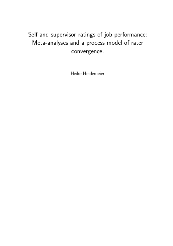 (PDF) Self and supervisor ratings of job-performance: Meta-analyses and ...