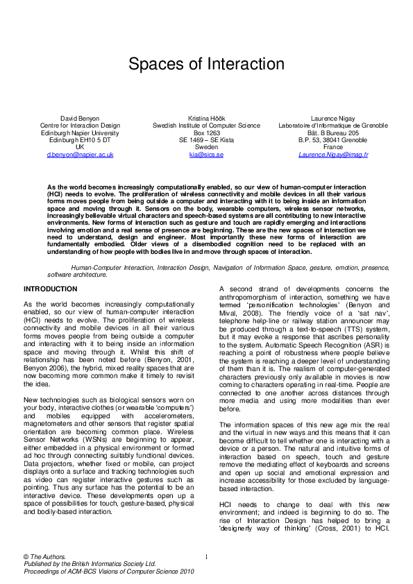 (PDF) Spaces of Interaction