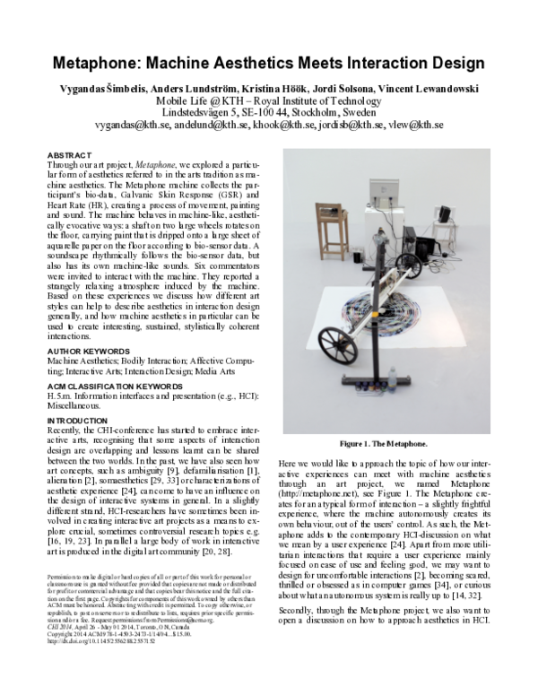 (PDF) Metaphone Kristina Höök Academia.edu