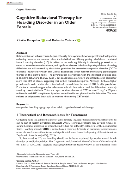 (PDF) Cognitive behavioral therapy for hoarding disorder: a meta-analysis