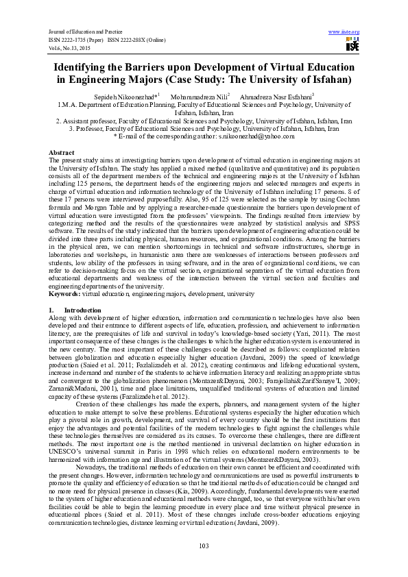 (PDF) Identifying the Barriers upon Development of Virtual Education in ...