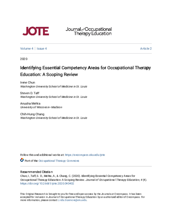 (PDF) Identifying Essential Competency Areas for Occupational Therapy
