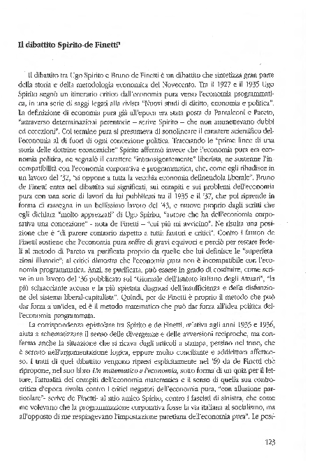 (PDF) Il dibattito Spirito - de Finetti