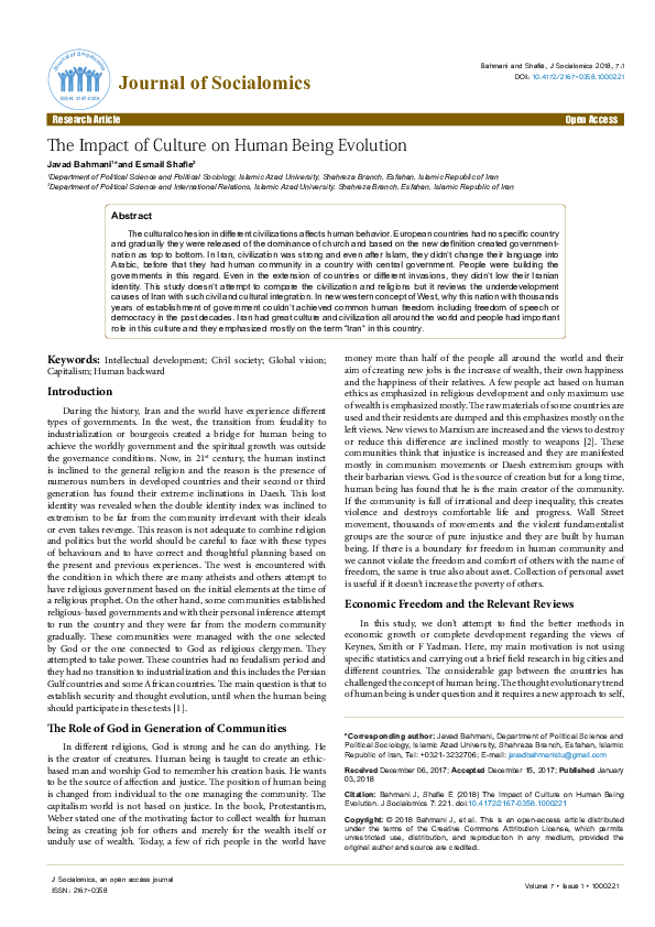 (PDF) The Impact of Culture on Human Being Evolution
