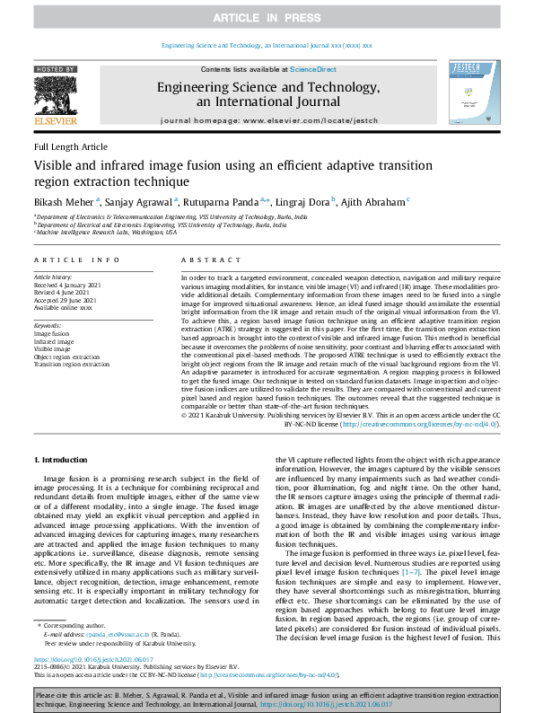 (PDF) Visible and infrared image fusion using an efficient adaptive ...