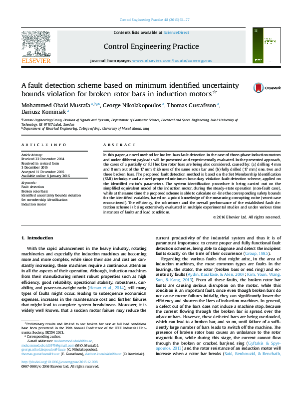 (PDF) A fault detection scheme based on minimum identified uncertainty ...