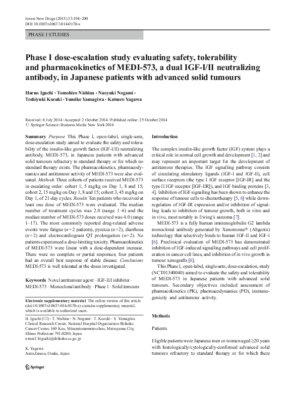 (PDF) Phase I dose-escalation study evaluating safety, tolerability and ...