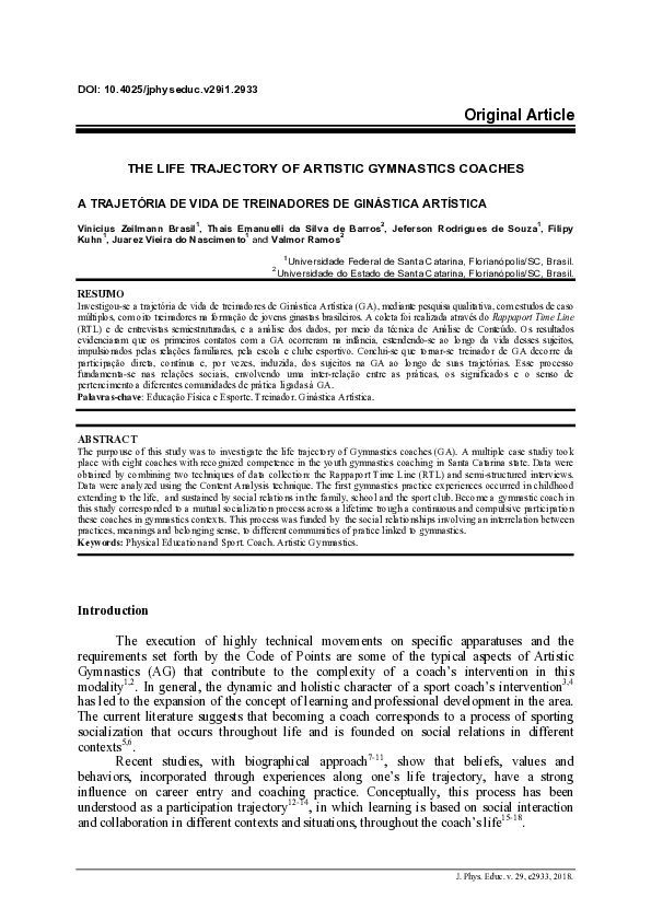 (PDF) The Life Trajectory of Artistic Gymnastics Coaches