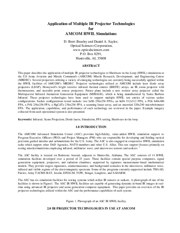 (PDF) Application of multiple IR projector technologies for HWIL