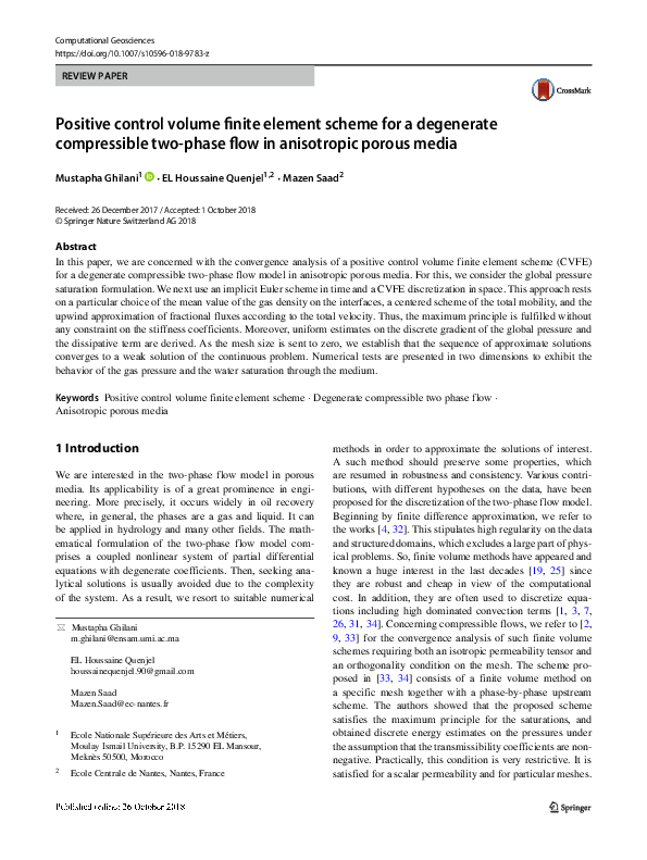 (PDF) Positive control volume finite element scheme for a degenerate ...
