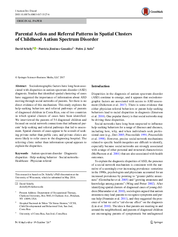 (PDF) Parental Action and Referral Patterns in Spatial Clusters of ...