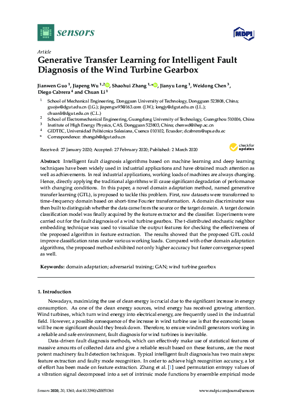 (PDF) Generative Transfer Learning for Intelligent Fault Diagnosis of ...