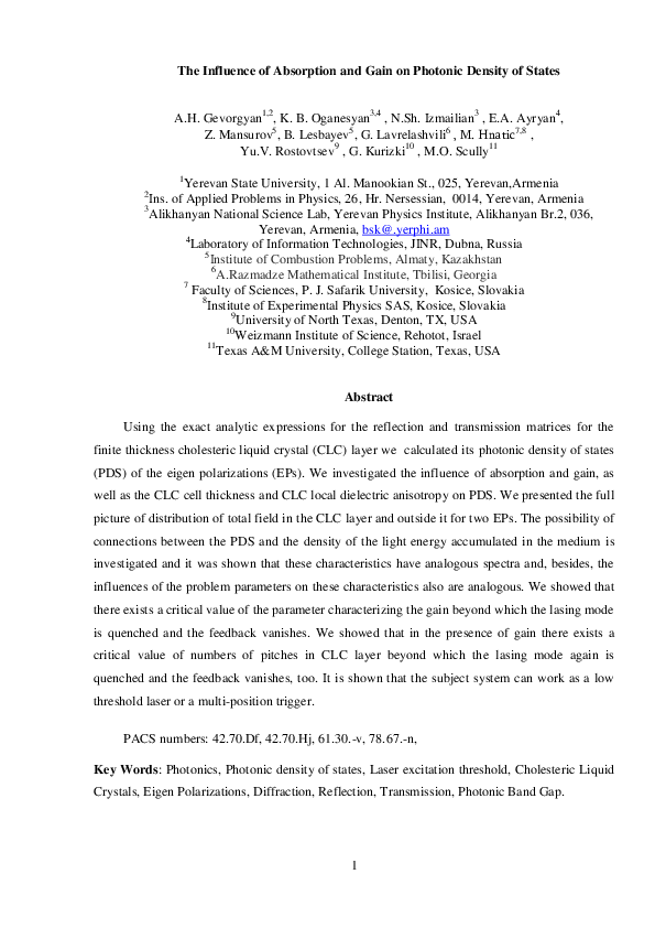 (PDF) Photonic density of states of cholesteric liquid crystal cells