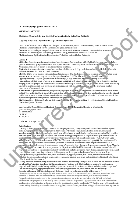 (PDF) Endocrine Abnormalities and Growth Characterization in Colombian ...