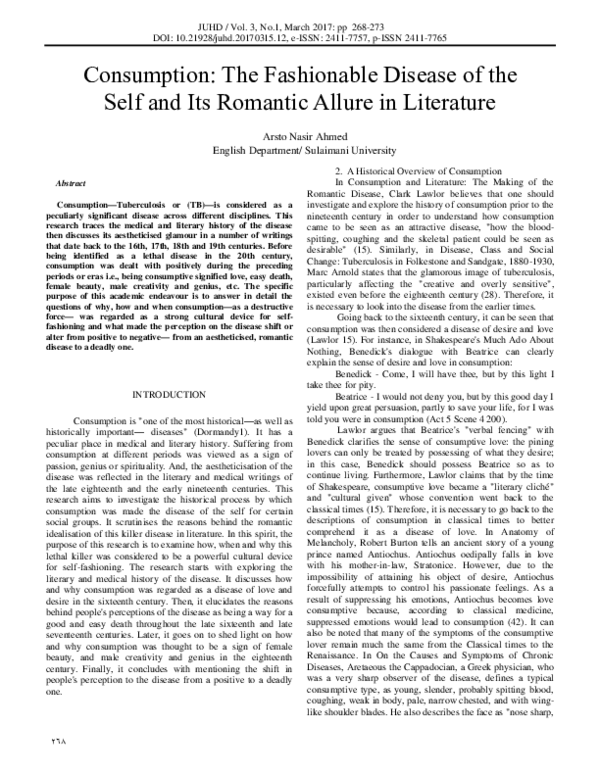 (PDF) Consumption The Fashionable Disease of the Self and Its Romantic