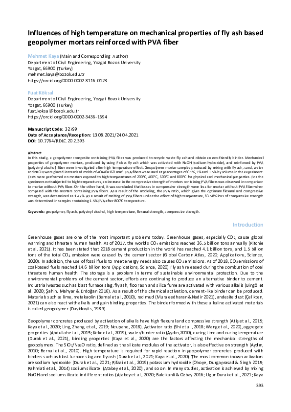 (PDF) Influences of high temperature on mechanical properties of fly ...