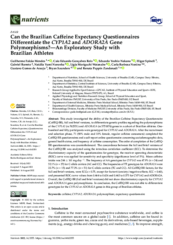 (PDF) Can the Brazilian Caffeine Expectancy Questionnaires ...