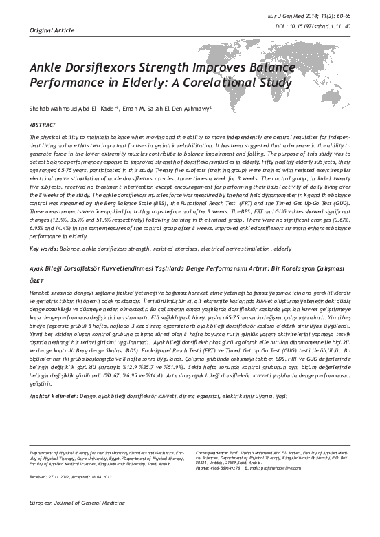 (PDF) Ankle Dorsiflexors Strength Improves Balance Performance in ...