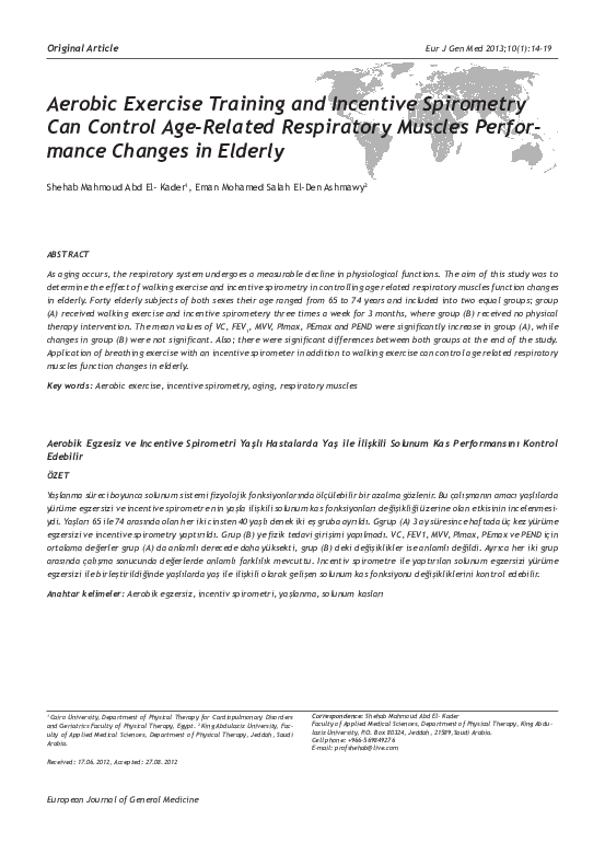 (PDF) Aerobic Exercise Training and Incentive Spirometry Can Control ...