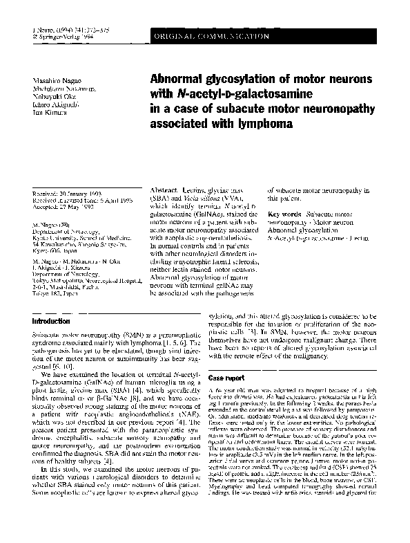 (PDF) Abnormal glycosylation of motor neurons withNacetyld