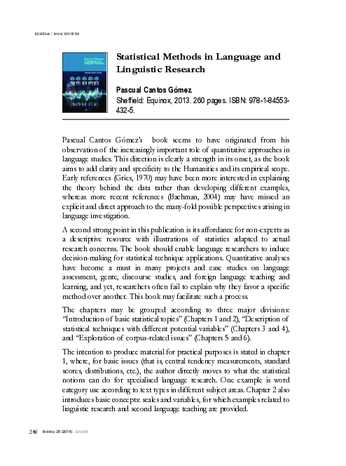 (PDF) Statistical Methods in Language and Linguistic Research