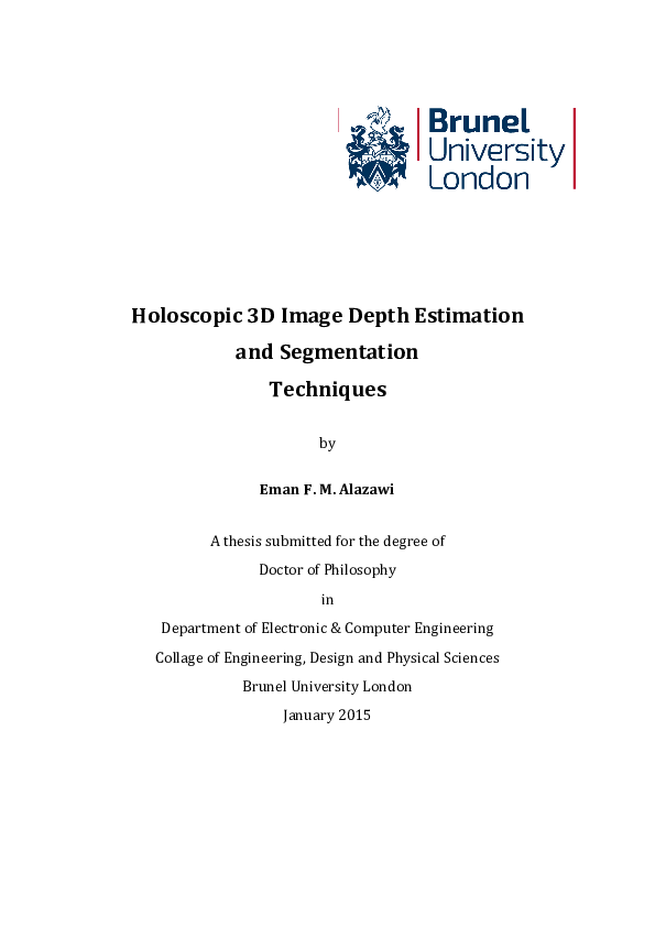 (PDF) Holoscopic 3D image depth estimation and segmentation techniques