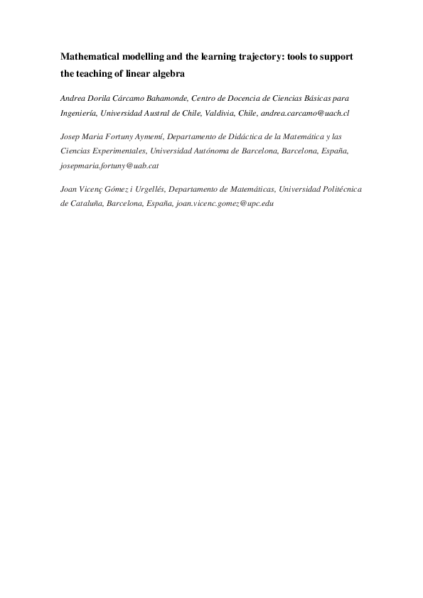(PDF) Mathematical modelling and the learning trajectory: tools to ...