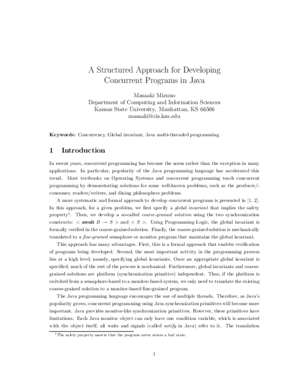 (PDF) A structured approach for developing concurrent programs in Java