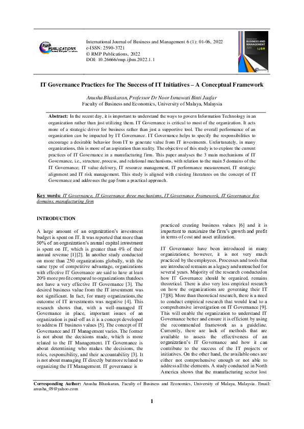 (PDF) IT Governance Practices for The Success of IT Initiatives – A ...