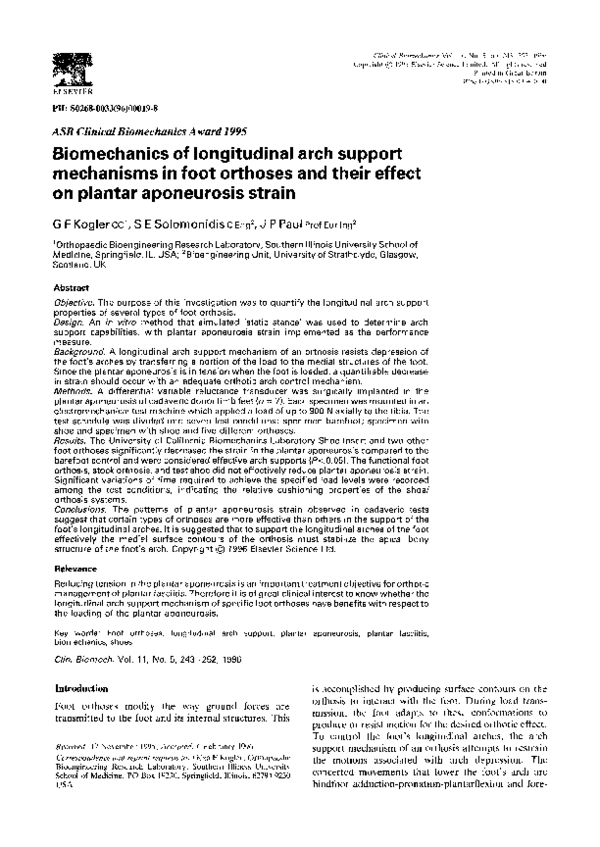 (PDF) Biomechanics of longitudinal arch support mechanisms in foot ...