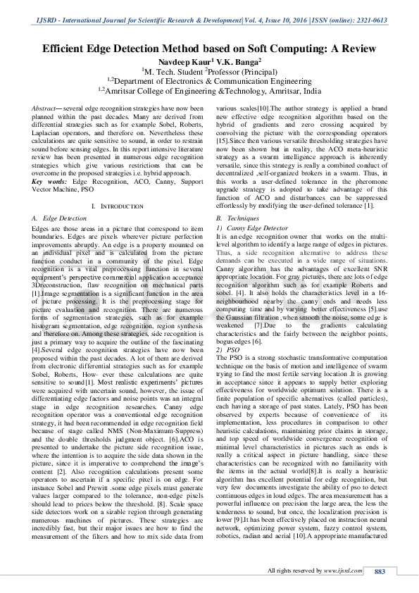 (PDF) Efficient Edge Detection Method based on Soft Computing : A Review