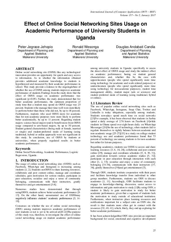 (PDF) Effect of Online Social Networking Sites Usage on Academic ...