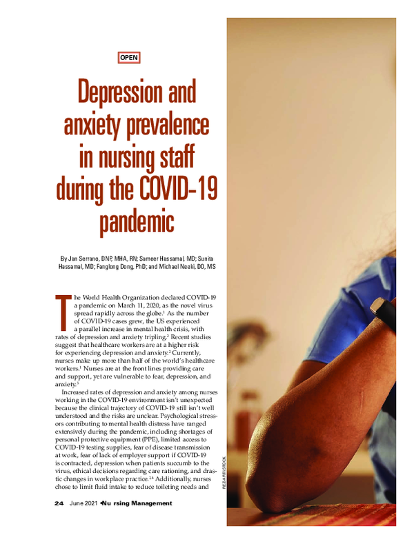 (PDF) Depression and anxiety prevalence in nursing staff during the ...