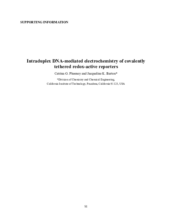 (PDF) Intraduplex DNA-Mediated Electrochemistry of Covalently Tethered ...