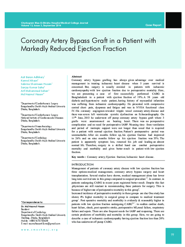 (PDF) Coronary Artery Bypass Graft in a Patient with Markedly Reduced ...