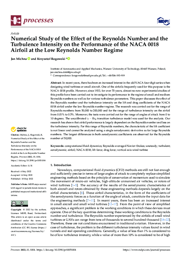 (PDF) Numerical Study of the Effect of the Reynolds Number and the ...