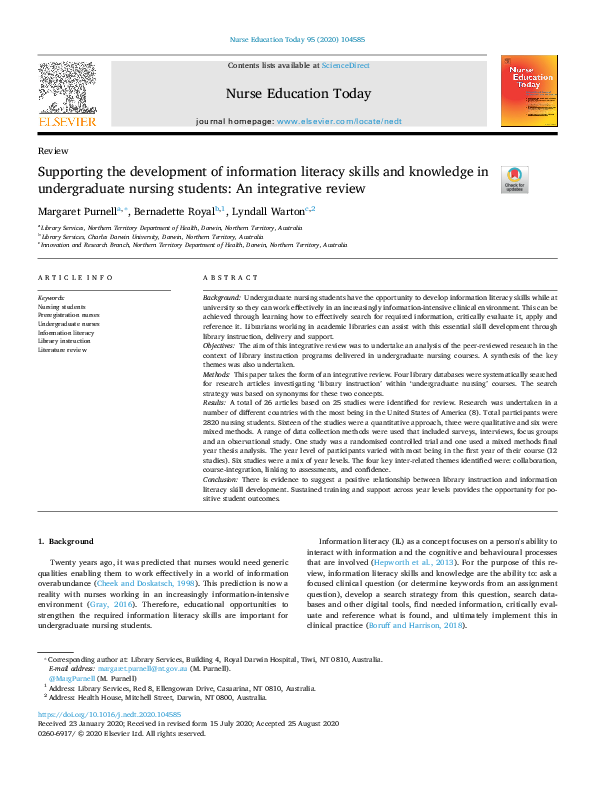(PDF) Supporting the development of information literacy skills and ...