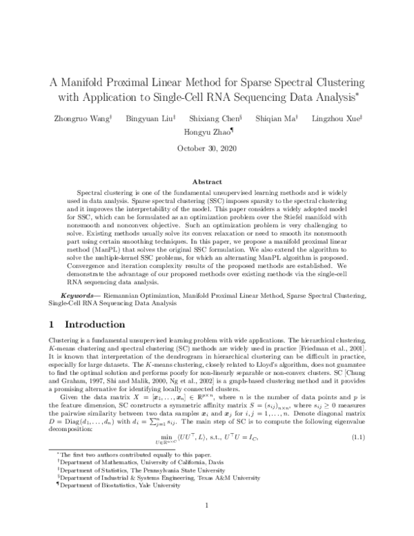 (PDF) A Manifold Proximal Linear Method for Sparse Spectral Clustering ...