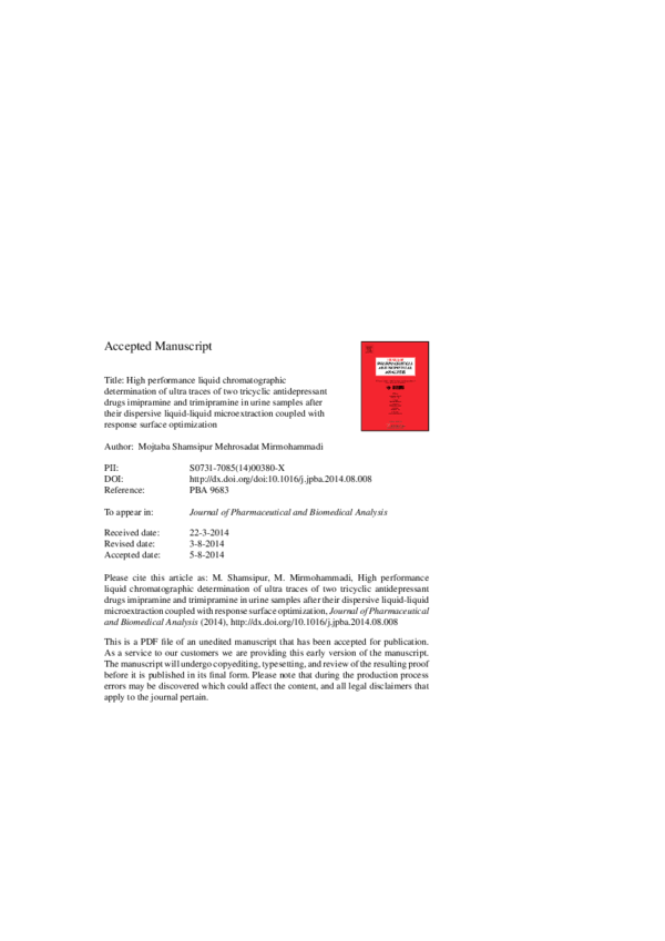 (PDF) Journal of pharmaceutical and biomedical analysis mehrosadat